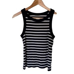 Gap Modern Tank Top Women XS Petite Navy White Striped Ribbed Sleeveless